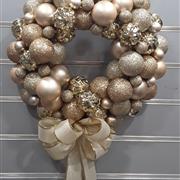 Bauble door wreath gold