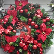 Large red artificial wreath 