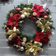 Large red and gold artificial wreath 
