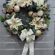 Large cream and gold artificial wreath